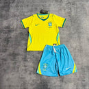 🇧🇷👶 Kit Infantil Brasil 26/27 Amarelo – Camisa + Shorts | Pronta Entrega