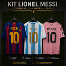Kit Lionel Messi (3 Camisas) | Barcelona + Argentina + Inter Miami + Frete Grátis