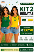KIT 2 Regata Brasil Verde/Amarela Feminina Copa 2026 – Ribana Bordada Premium + FRETE GRÁTIS