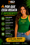 Regata Brasil Feminina Copa 2026 – Ribana Bordada Premium + FRETE GRÁTIS