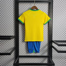 Conjunto Infantil Brasil Oficial Copa do Catar 22/23 - Amarelo + FRETE GRÁTIS