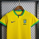Conjunto Infantil Brasil Oficial Copa do Catar 22/23 - Amarelo + FRETE GRÁTIS
